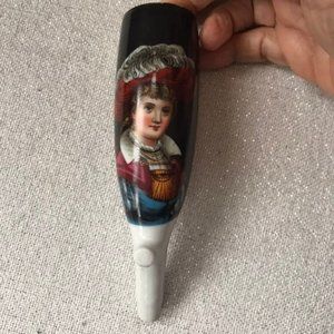 Antique Victorian Painted Porcelain Pipe